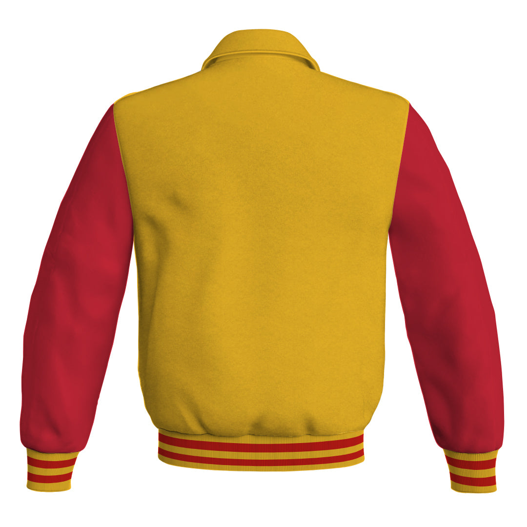 Letterman Varsity Classic Jacket Yellow/Gold Body and Red Leather
