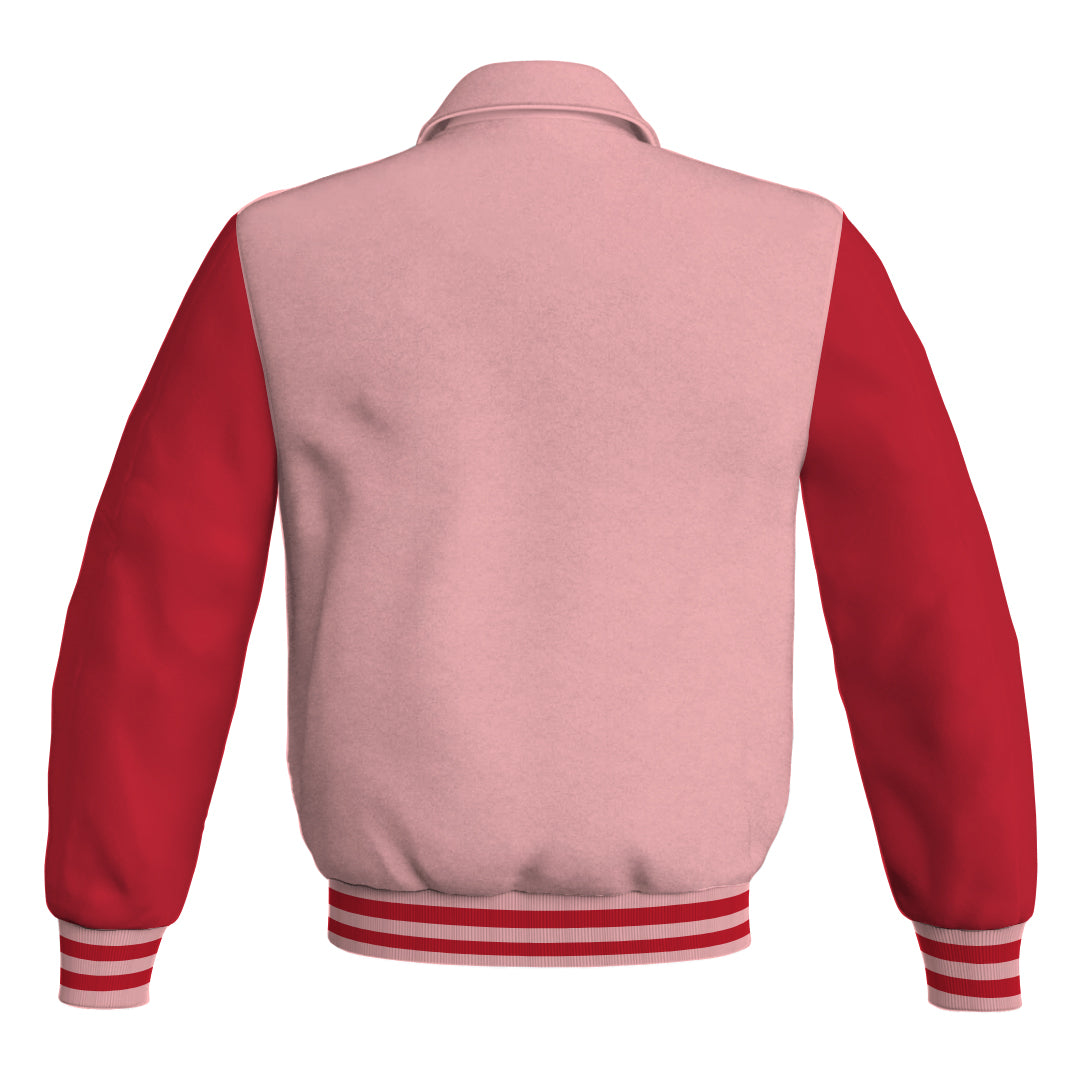 Letterman Varsity Classic Jacket Pink Body and Red Leather 
