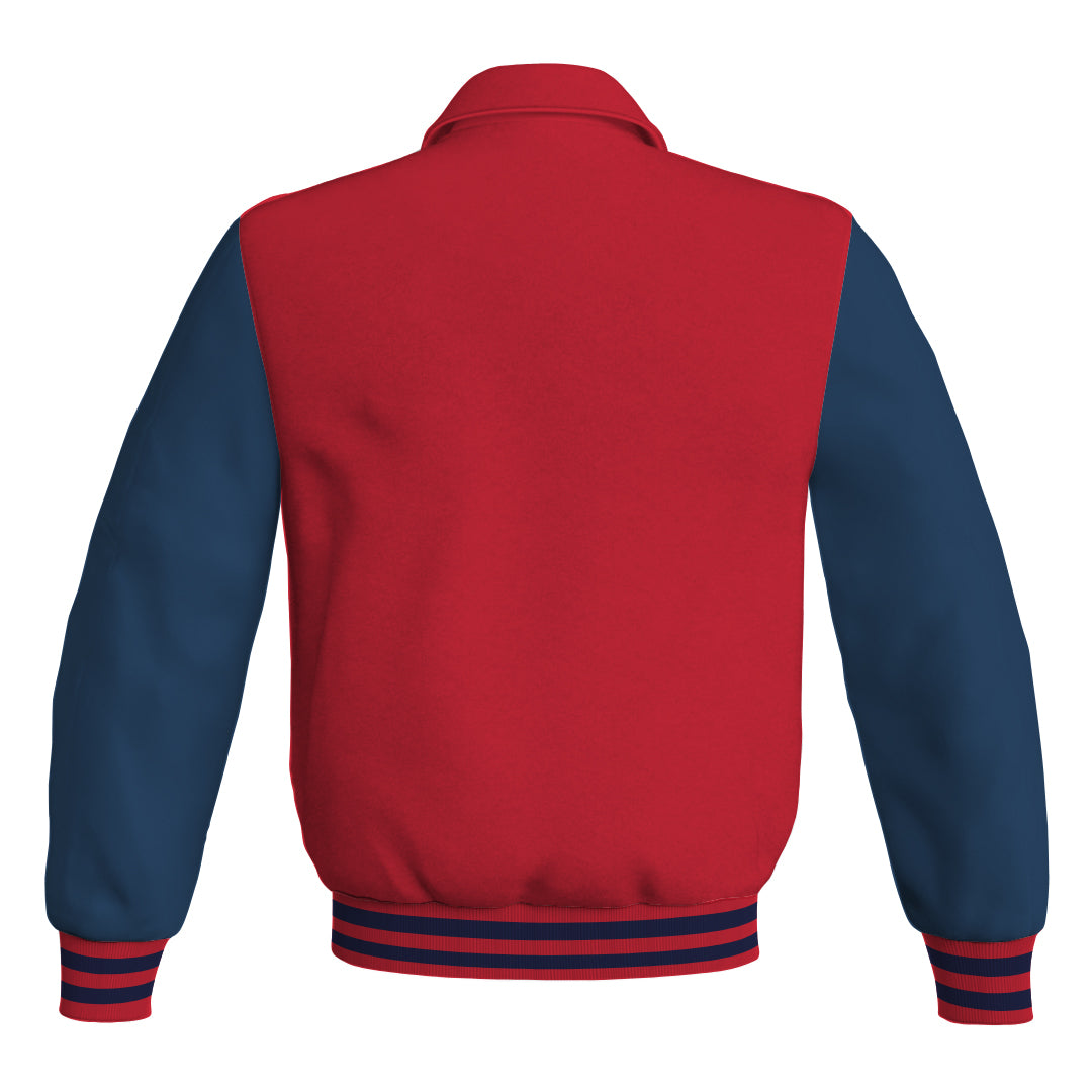 Letterman Varsity Classic Jacket Red Body and Navy Blue Leather