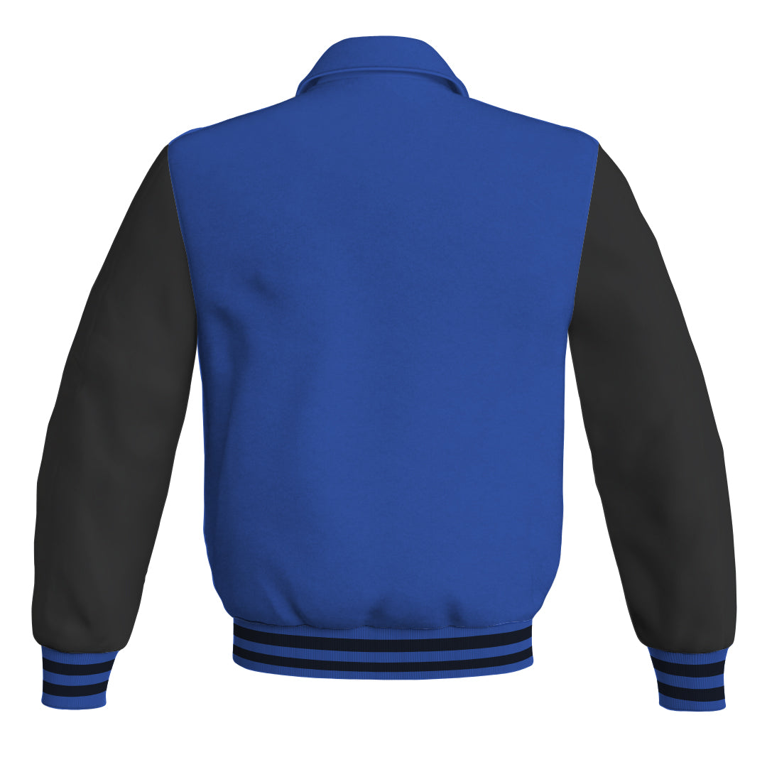 Letterman Varsity Classic Jacket Royal Blue Body and Black Leather