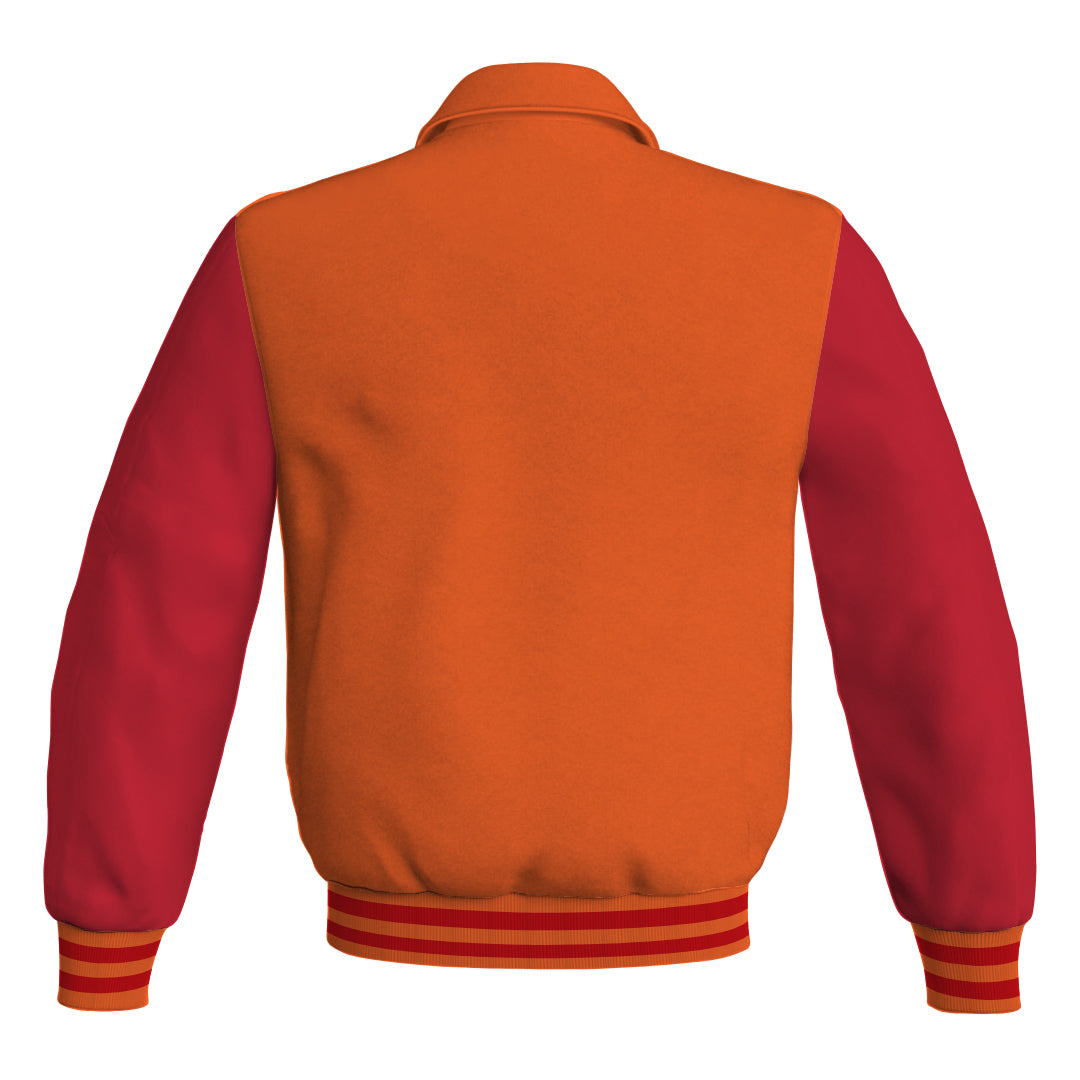 Letterman Varsity Classic Jacket Orange Body and Red Leather