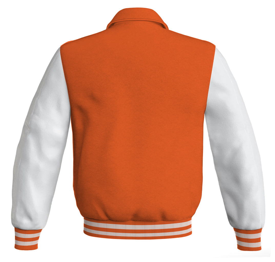 Letterman Varsity Classic Jacket Orange Body and White Leather