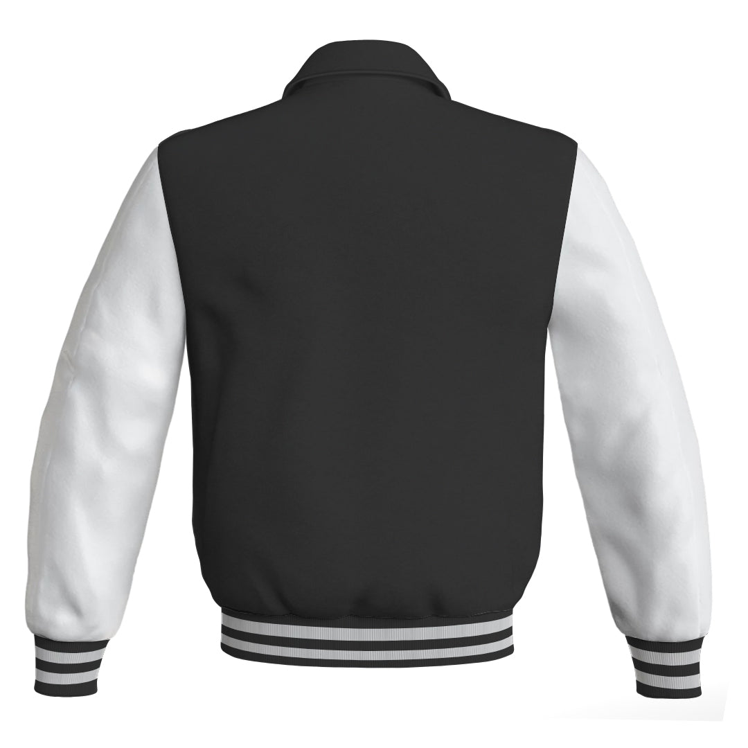 Letterman Varsity Classic Jacket Black Body and White Leather