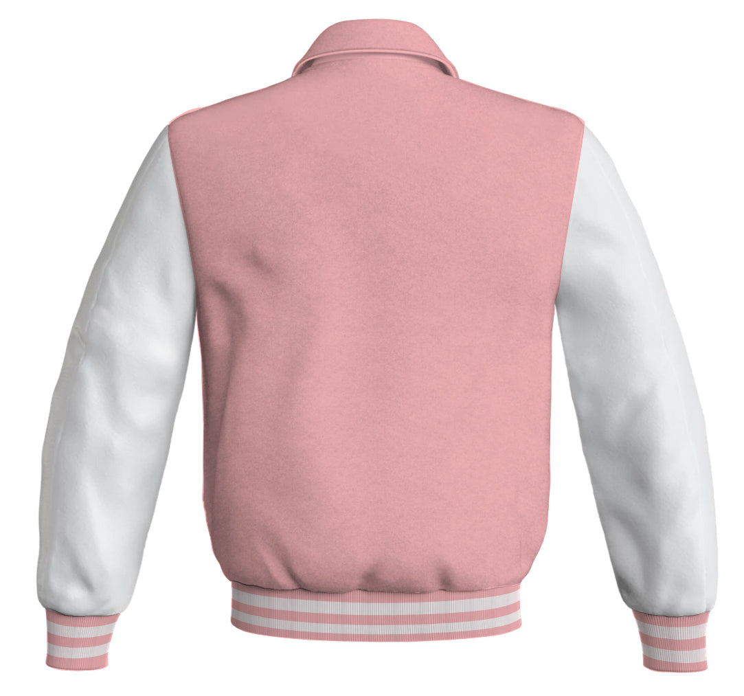 Letterman Varsity Classic Jacket Pink Body and White Leather