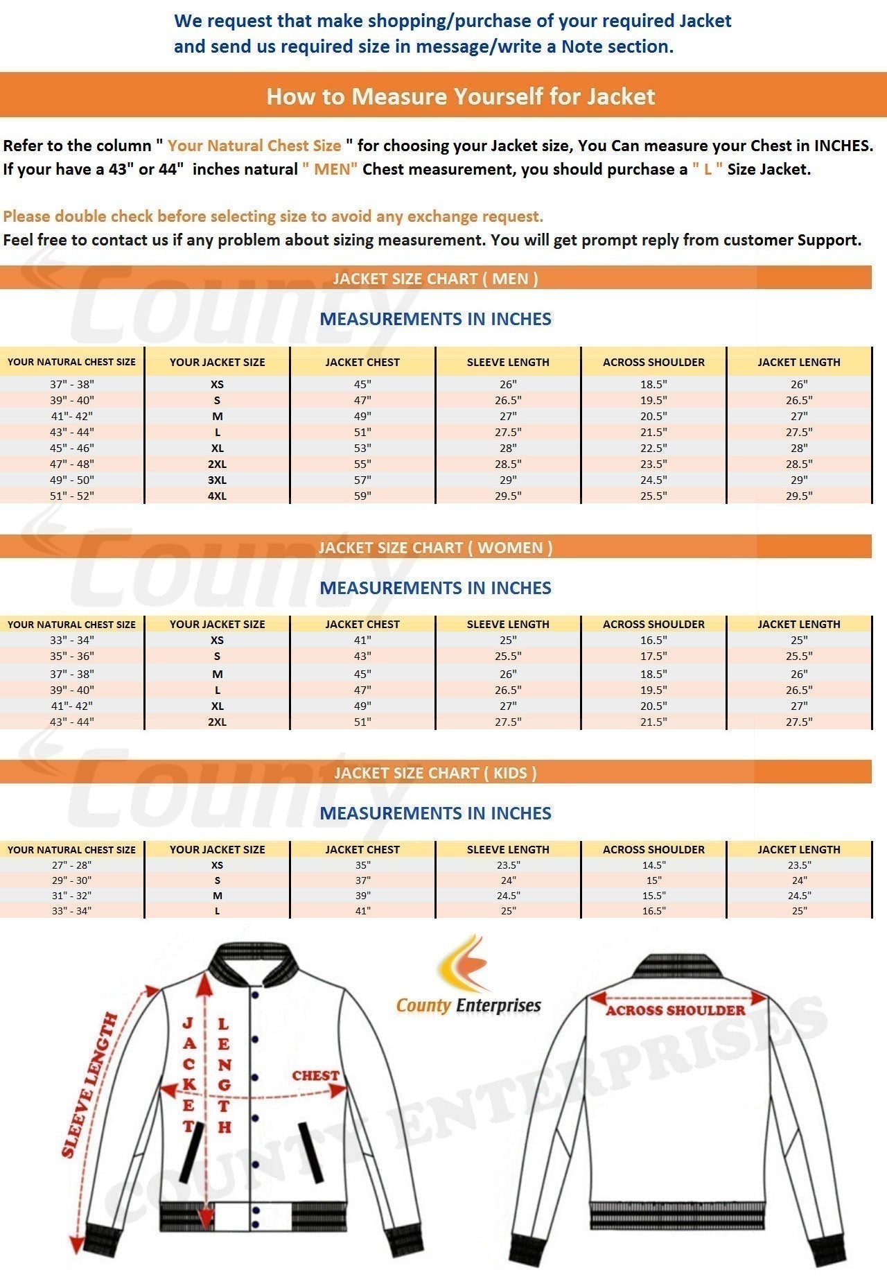 Varsity Jacket measurements guide