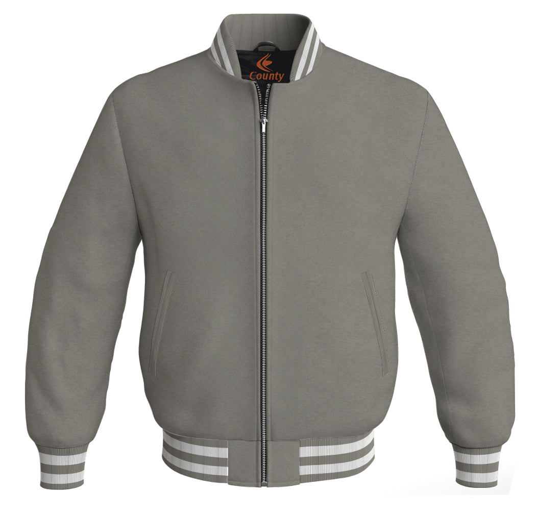 Personalized Varsity Jacket Gray Body Sleeves Wool Fleece Mens Letterman Jacket