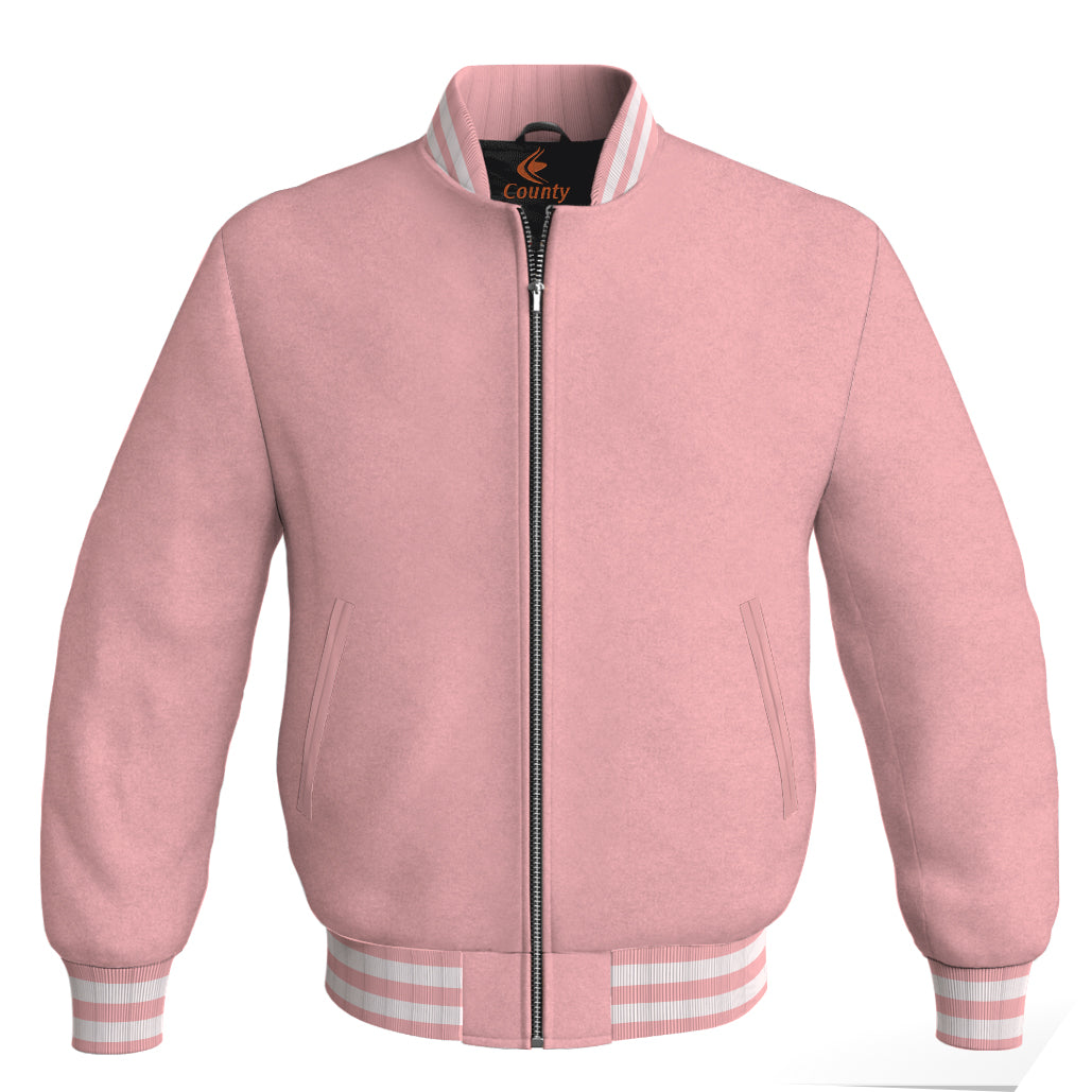 Personalized Varsity Jacket Pink Body Sleeves Wool Fleece Letterman Jacket