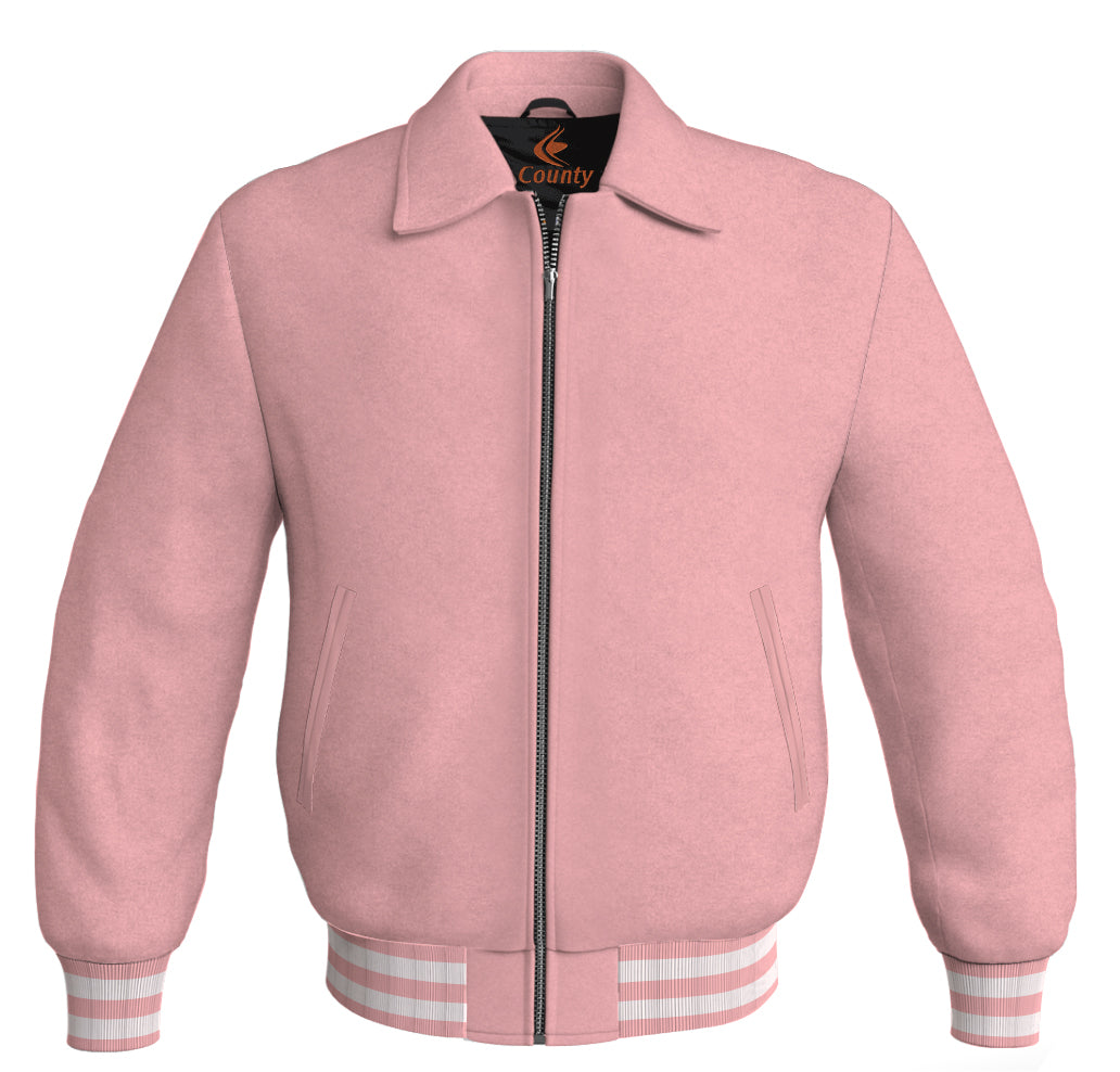 Baseball Letterman Bomber Classic Satin Jacket Sports Wear Pink