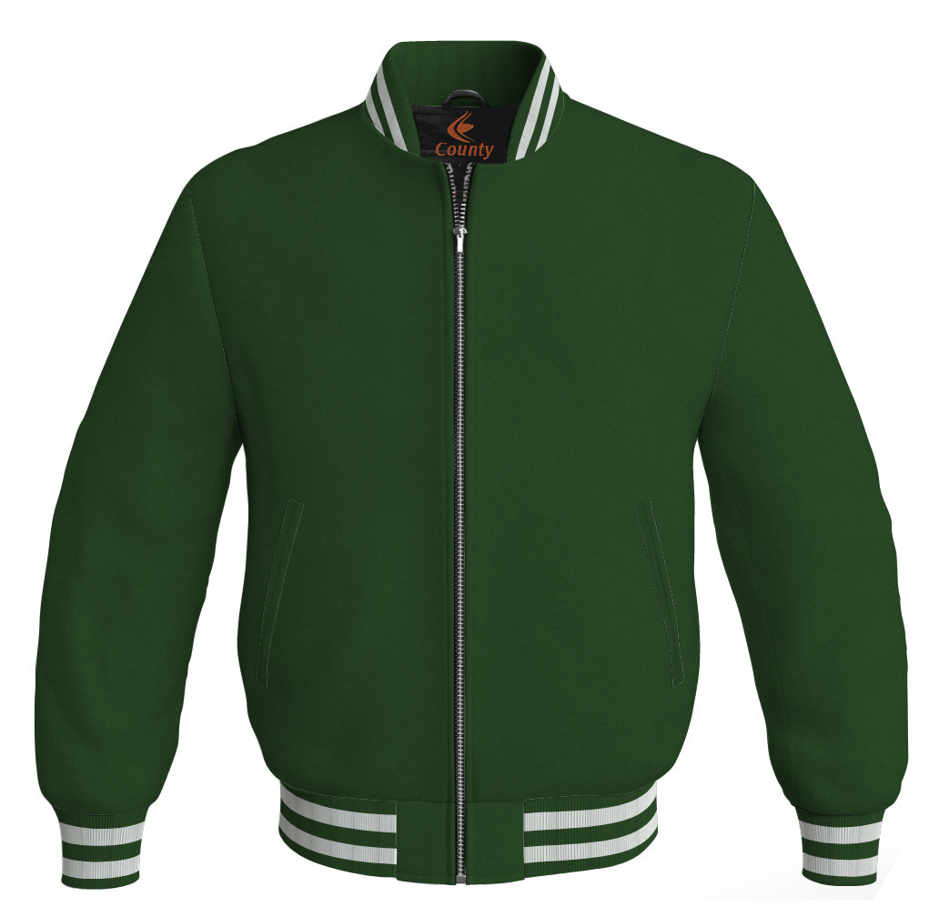 Letterman Jacket Forest Green Body Sleeves Wool Fleece Mens Jacket Varsity