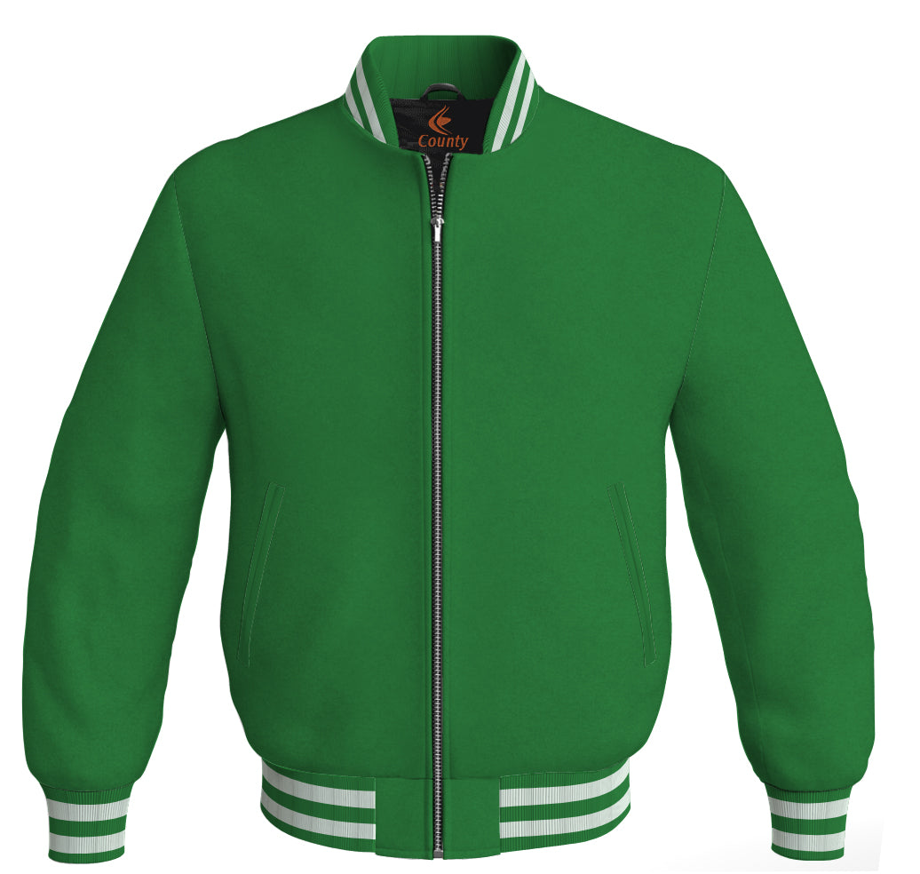 Mens Jacket Varsity Baseball Letterman Green Body Sleeves Wool Fleece Letterman Jacket