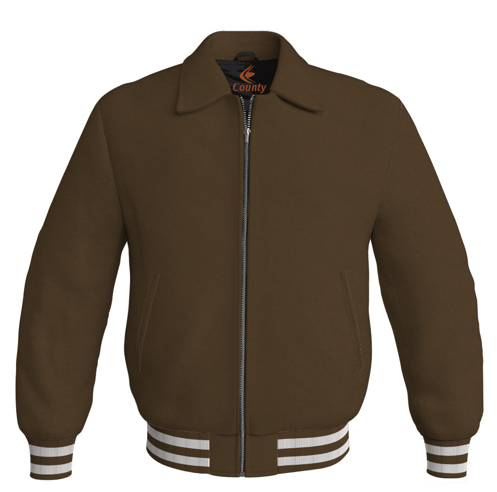 Baseball Letterman Bomber Classic Satin Jacket Sports Wear Brown