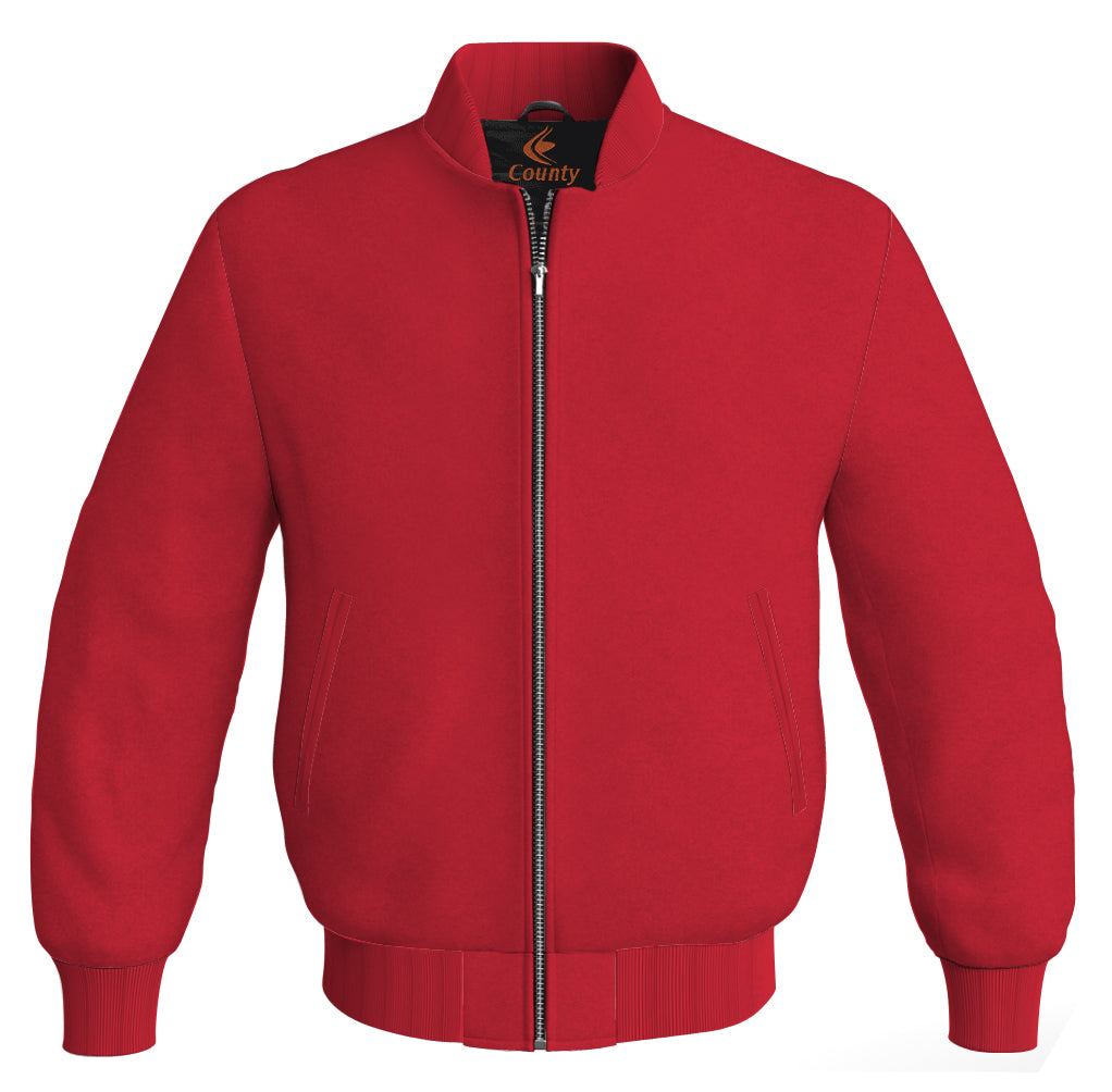 Mens Jacket Varsity Bomber Red Body Sleeves Wool Fleece Personalized Varsity Jacket