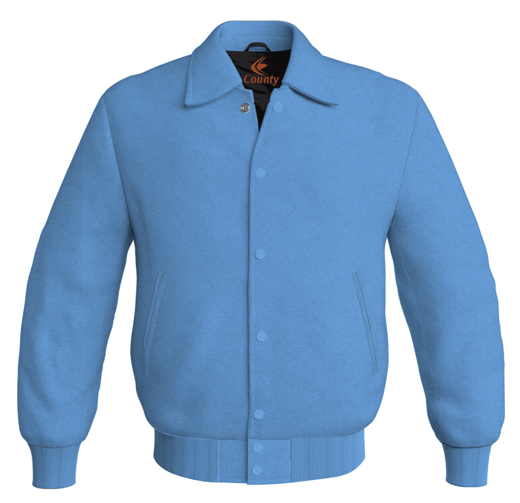 Varsity Jacket Mens Sky Blue Classic Satin Jacket Mens Letterman Jacket