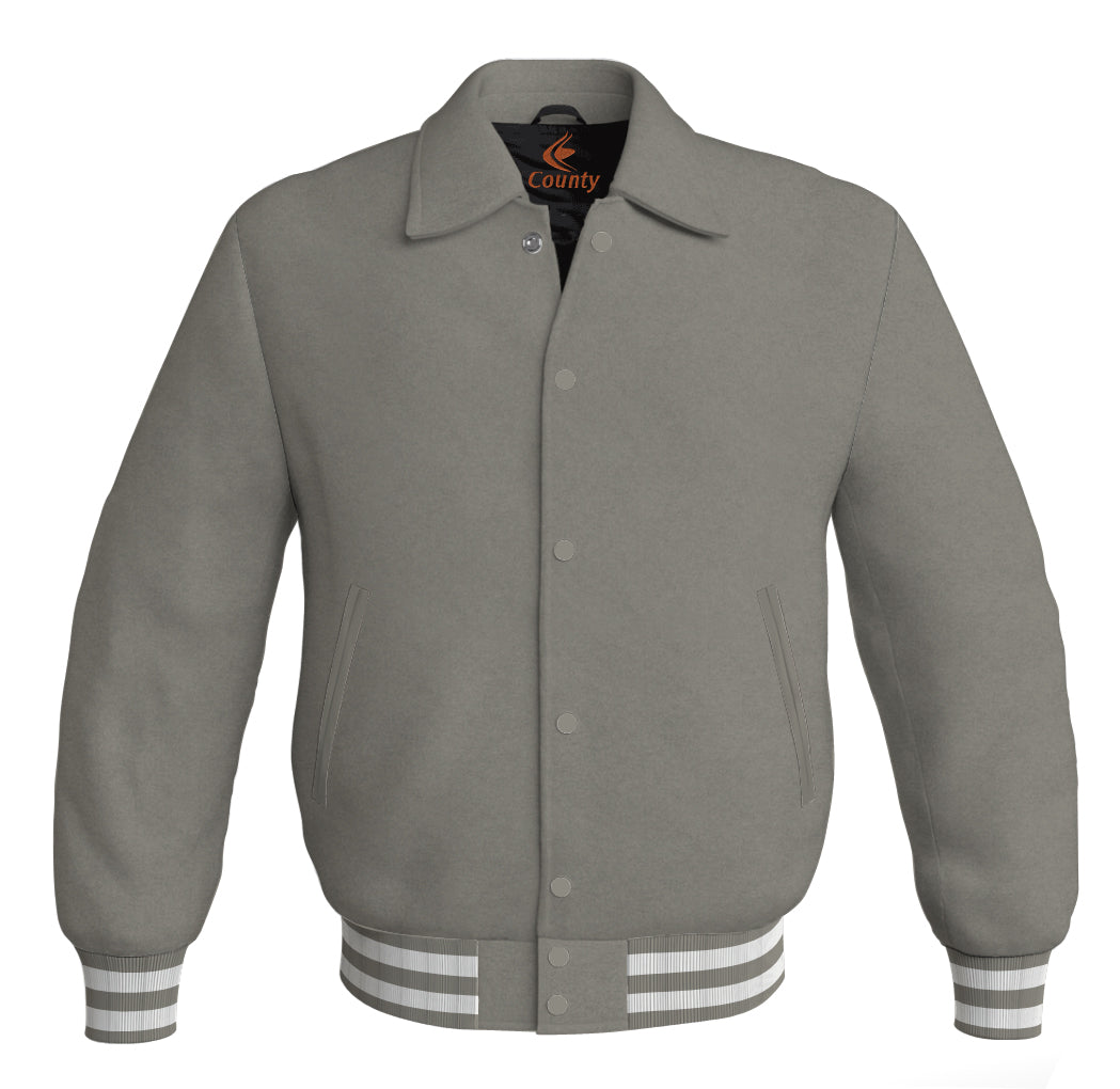 Varsity Jacket Mens Gray Classic Satin Jacket Letterman Jacket