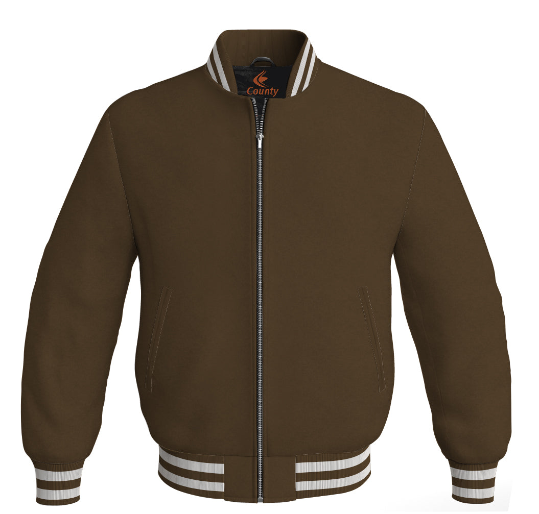 Custom Varsity Jackets Brown Body Sleeves Wool Fleece Letterman Jacket