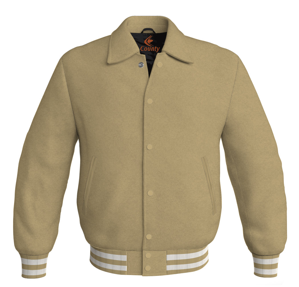 Varsity Jacket Mens Cream Classic Satin Jacket Letterman Jacket