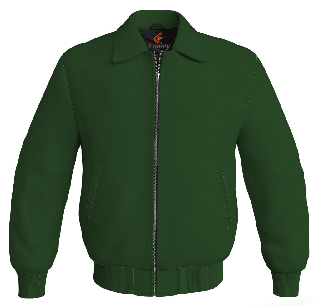 Letterman Baseball Bomber Classic Satin Jacket Sports Wear Forest Green