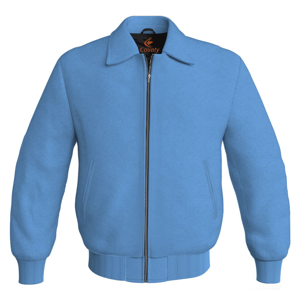 Letterman Baseball Bomber Classic Satin Jacket Sports Wear Sky Blue