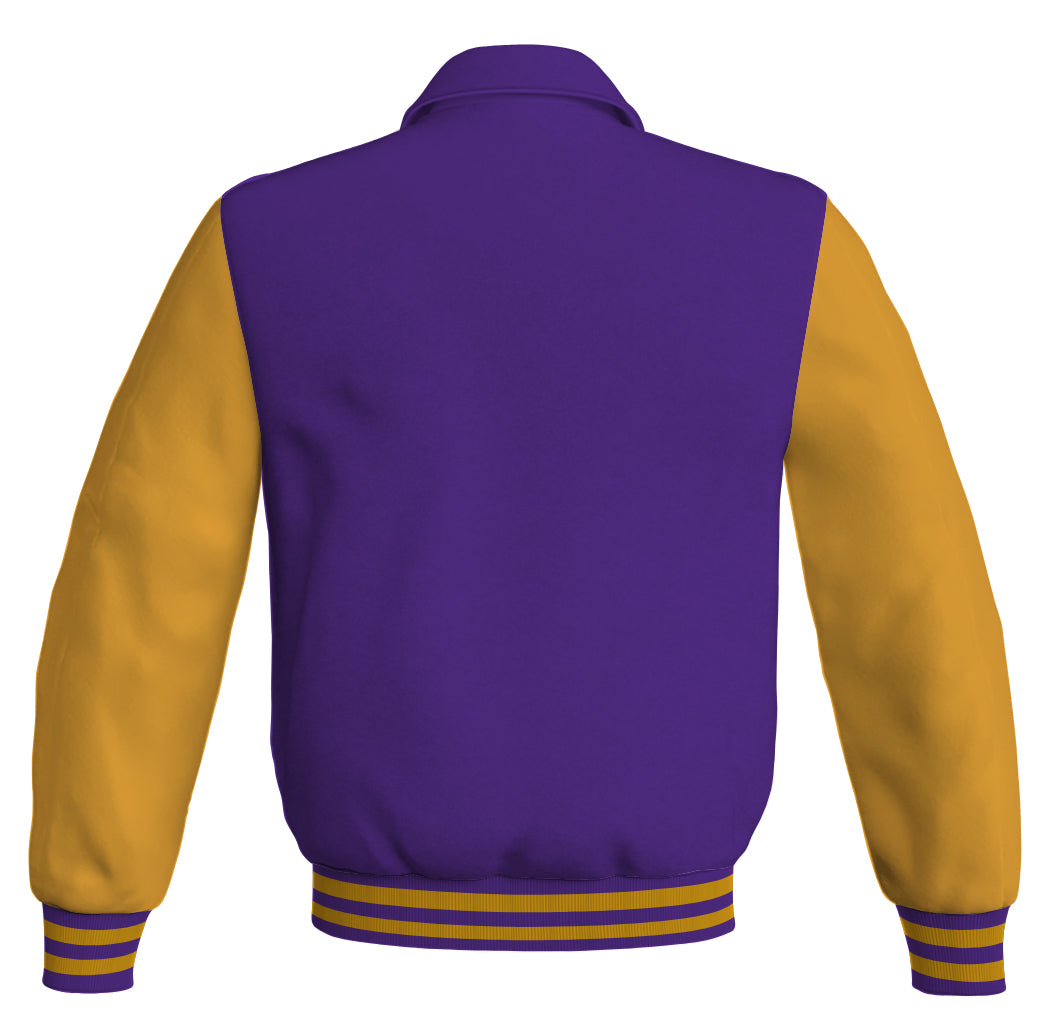 Luxury Bomber Classic Jacket Purple Body and Golden Leather 