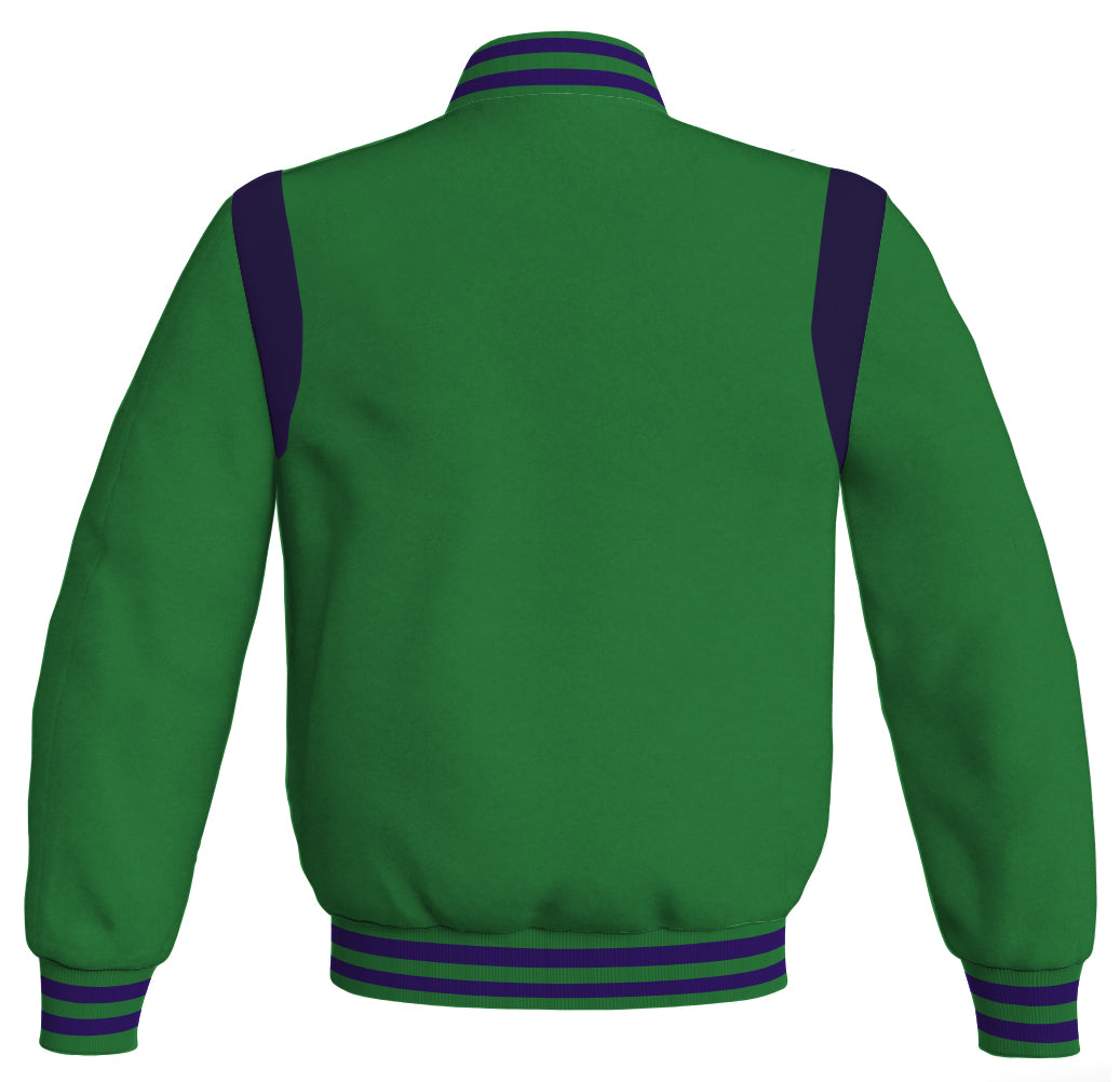 Letterman Baseball Bomber Retro Jacket: Green body with pink leather inserts.