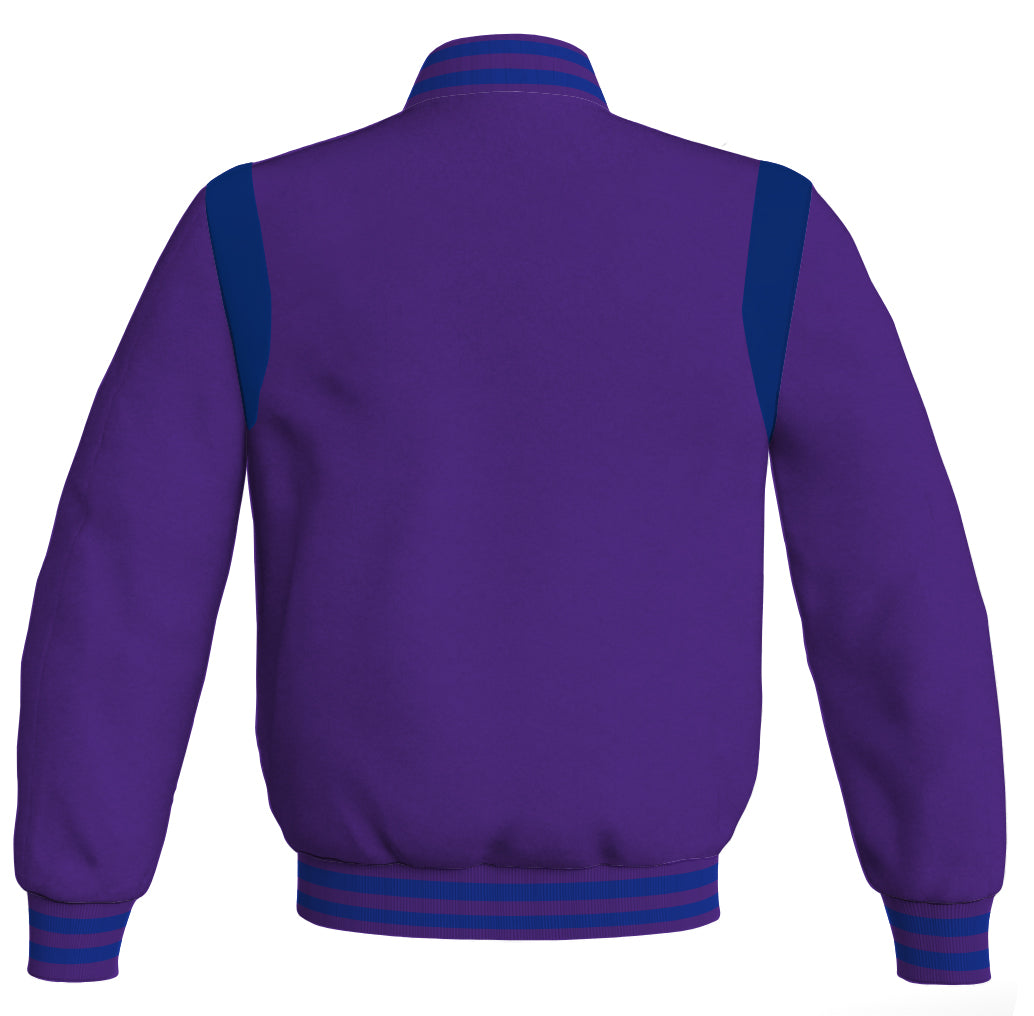 Letterman Baseball Bomber Retro Jacket Purple Body Blue Leather Inserts