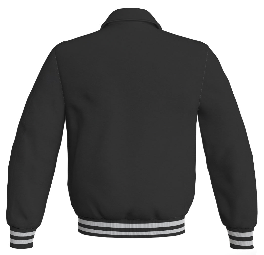 Baseball Letterman Bomber Jacket: Classic black satin sports wear.