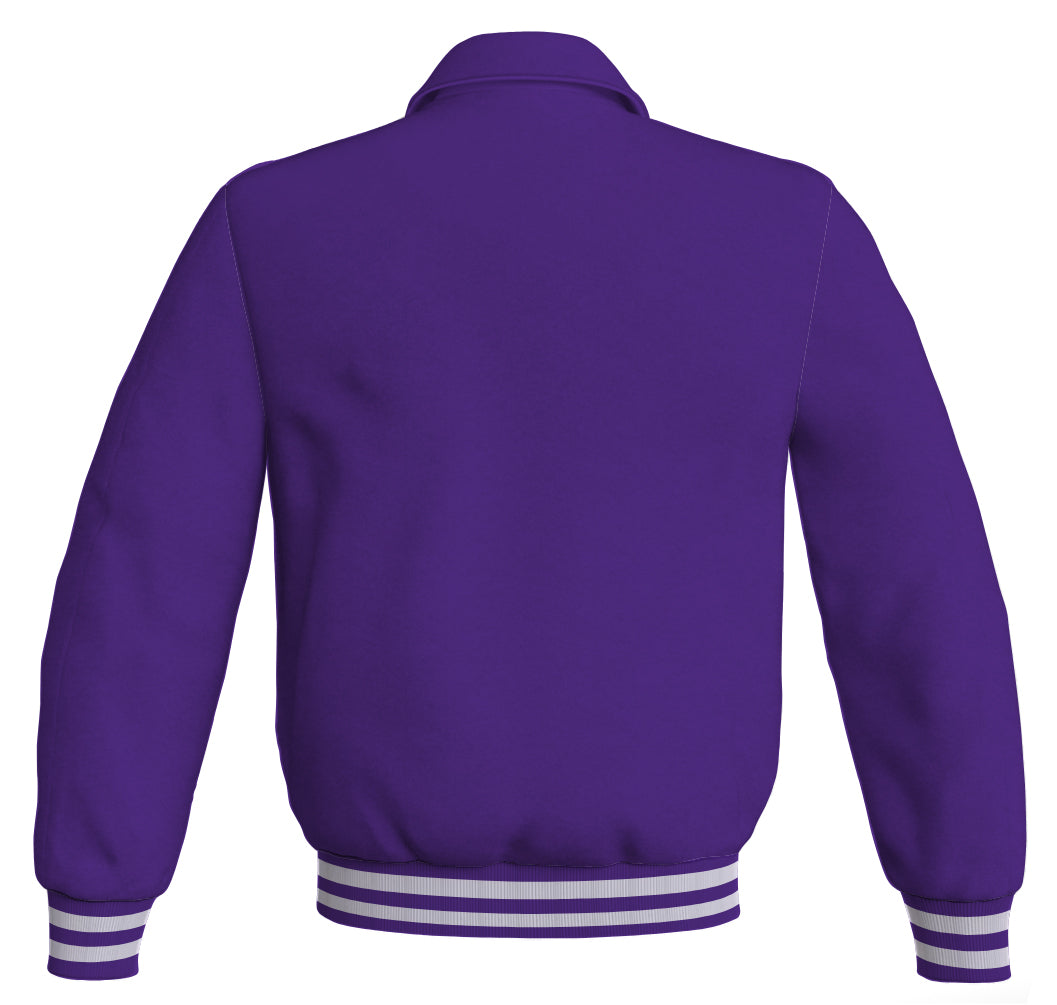 Baseball Letterman Bomber Jacket in Purple: Classic satin sports wear for a stylish look.