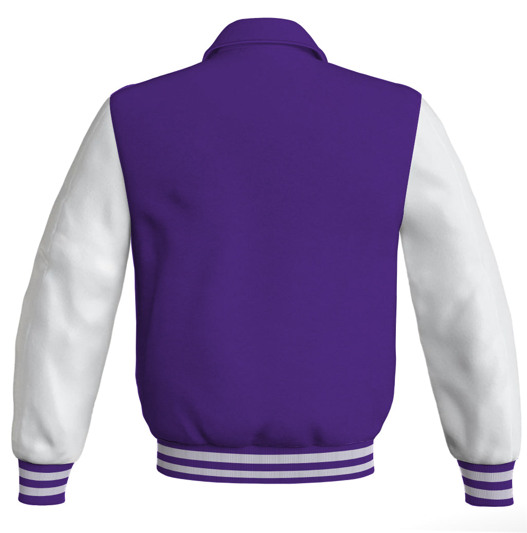 Luxury Bomber Classic Jacket Purple Body and White Leather 