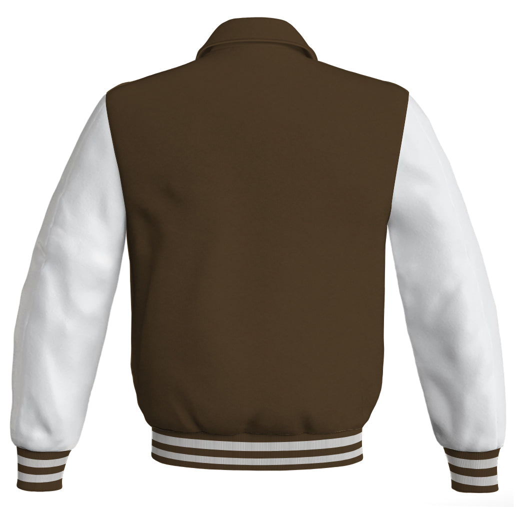 Luxury Bomber Classic Jacket Brown Body and White Leather 