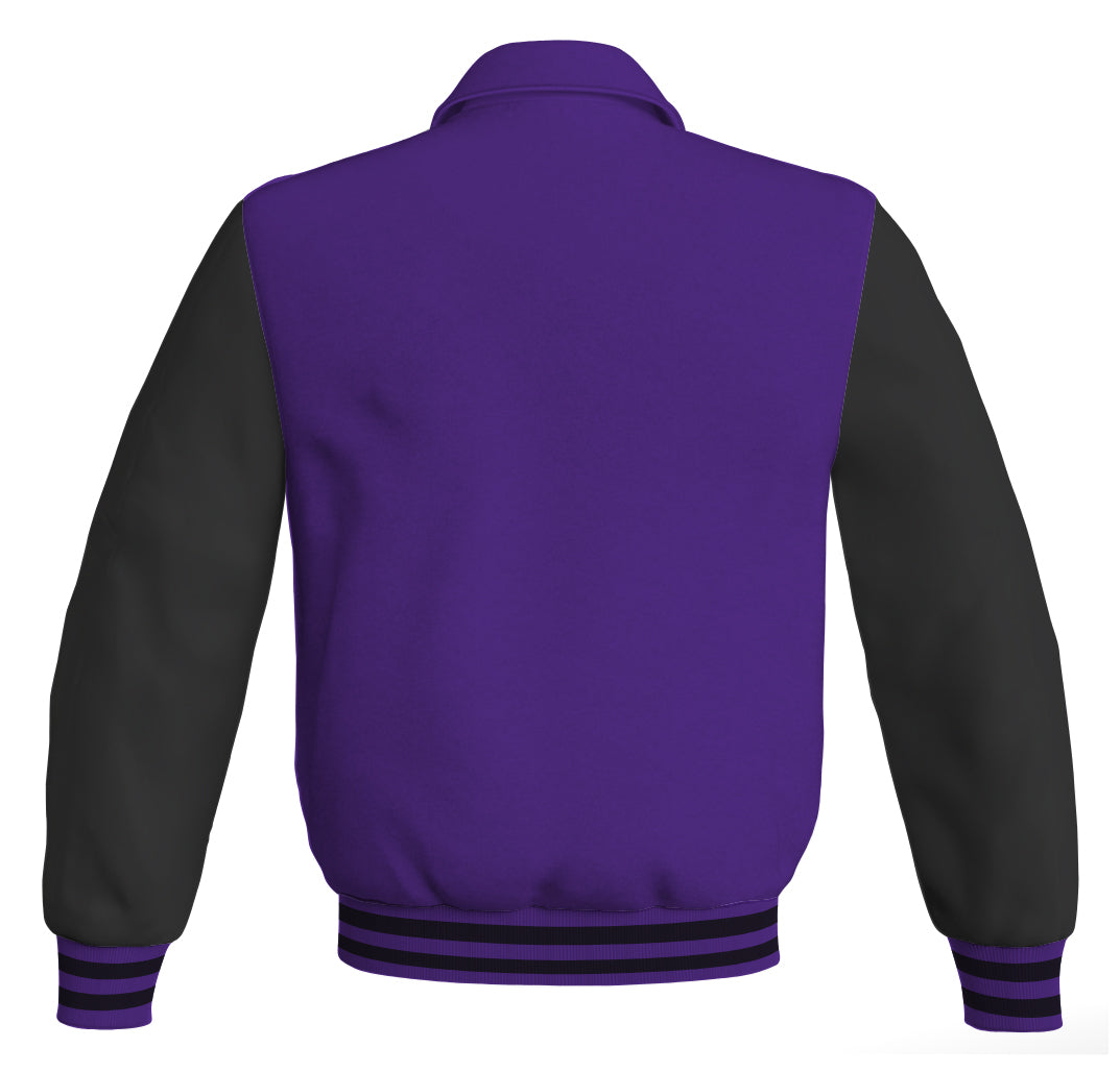 Luxury Bomber Classic Jacket Purple Body and Black Leather 