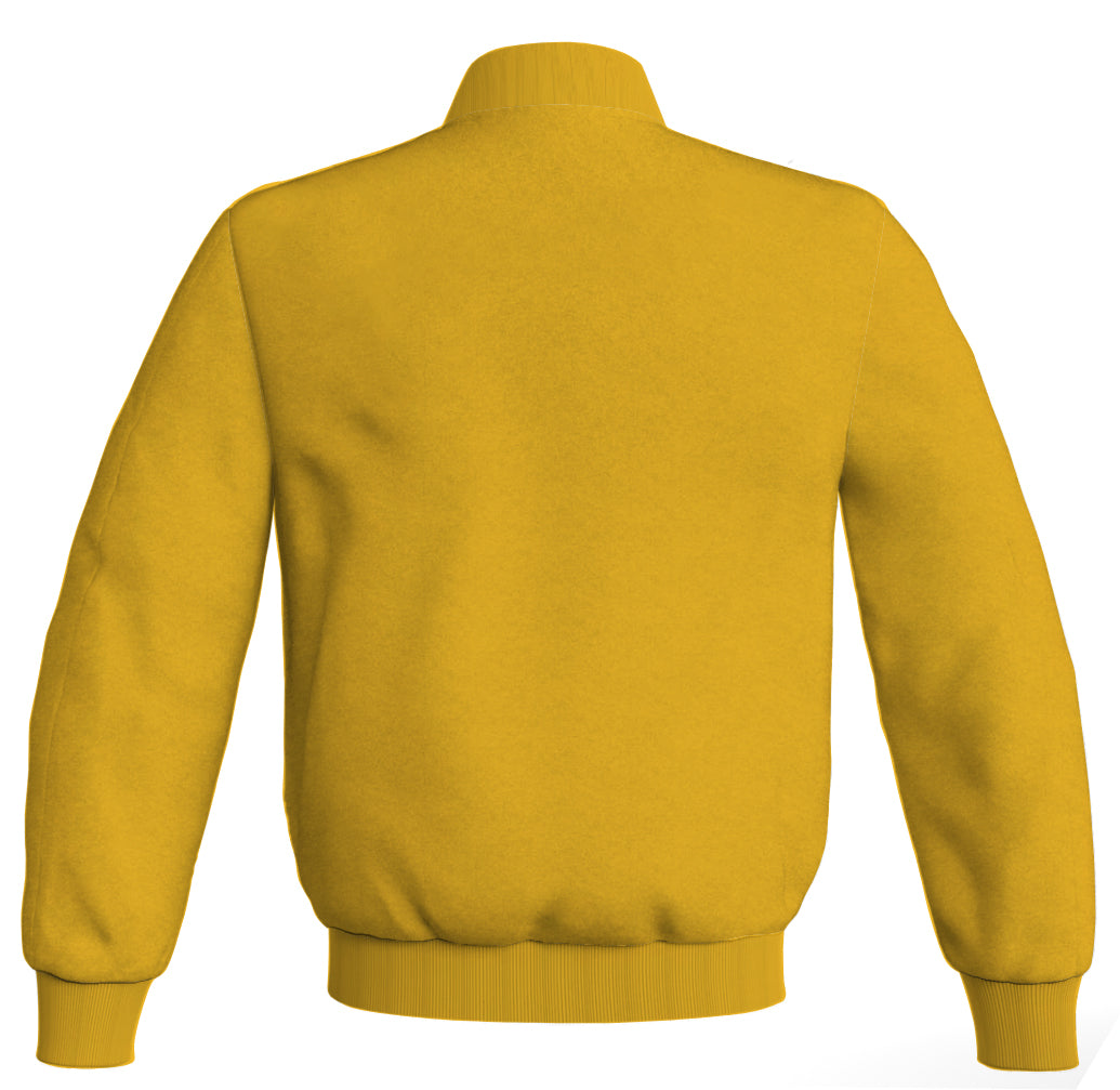 Varsity Jacket Mens Bomber Yellow Body Sleeves Wool Fleece Custom Made Letterman Jackets