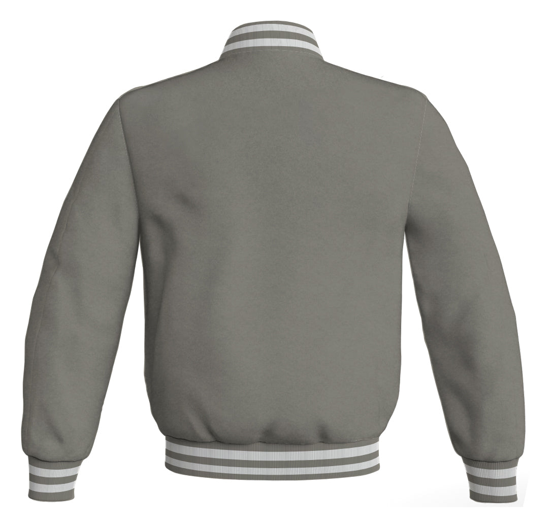 Personalized Varsity Jacket Gray Body Sleeves Wool Fleece Mens Letterman Jacket