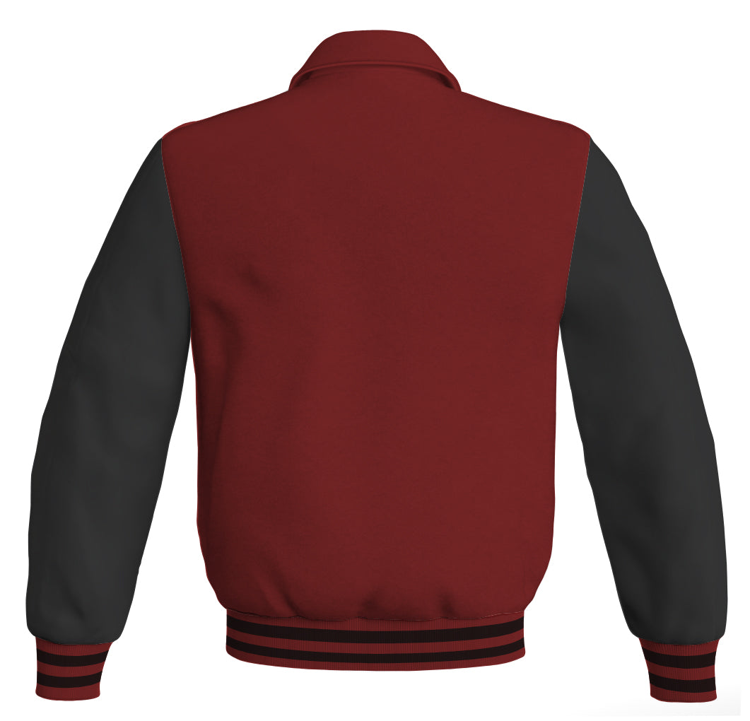 Luxury Bomber Classic Jacket Maroon Body and Black Leather 