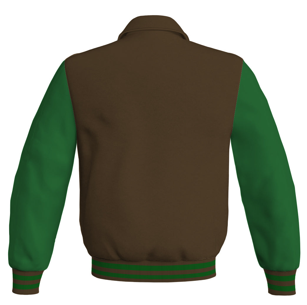 Luxury Bomber Classic Jacket Brown Body and Green Leather 