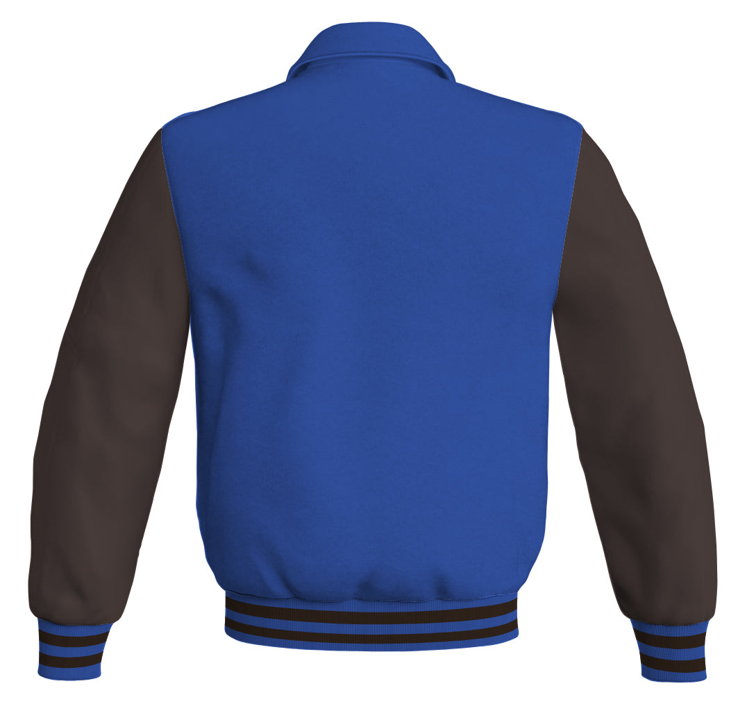 Luxury Bomber Classic Jacket Royal Blue Body and Brown Leather 