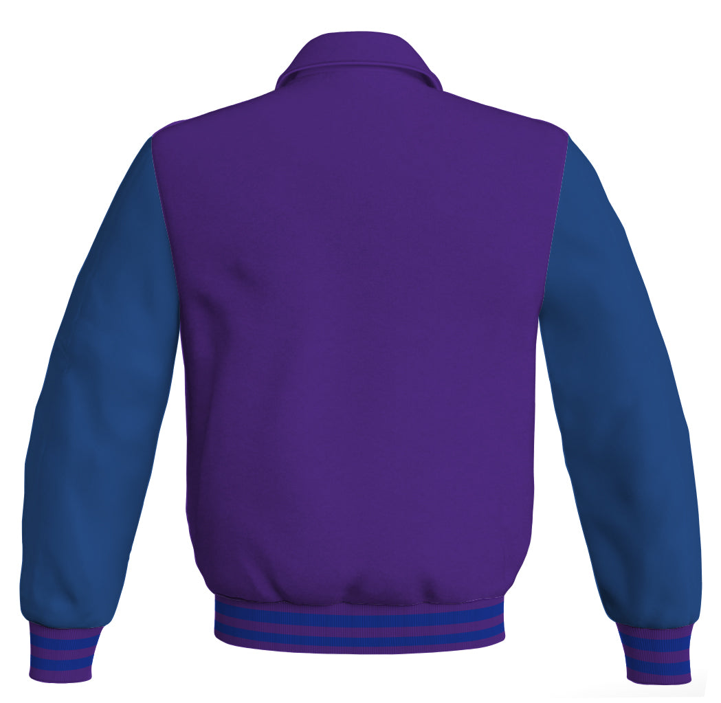 Luxury Bomber Classic Jacket Purple Body and Blue Leather 