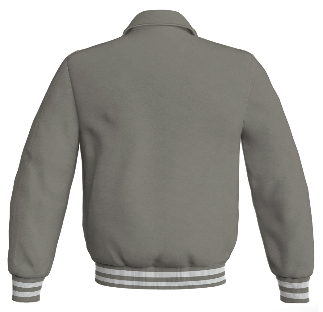 Classic varsity jacket for baseball enthusiasts, in gray satin fabric.