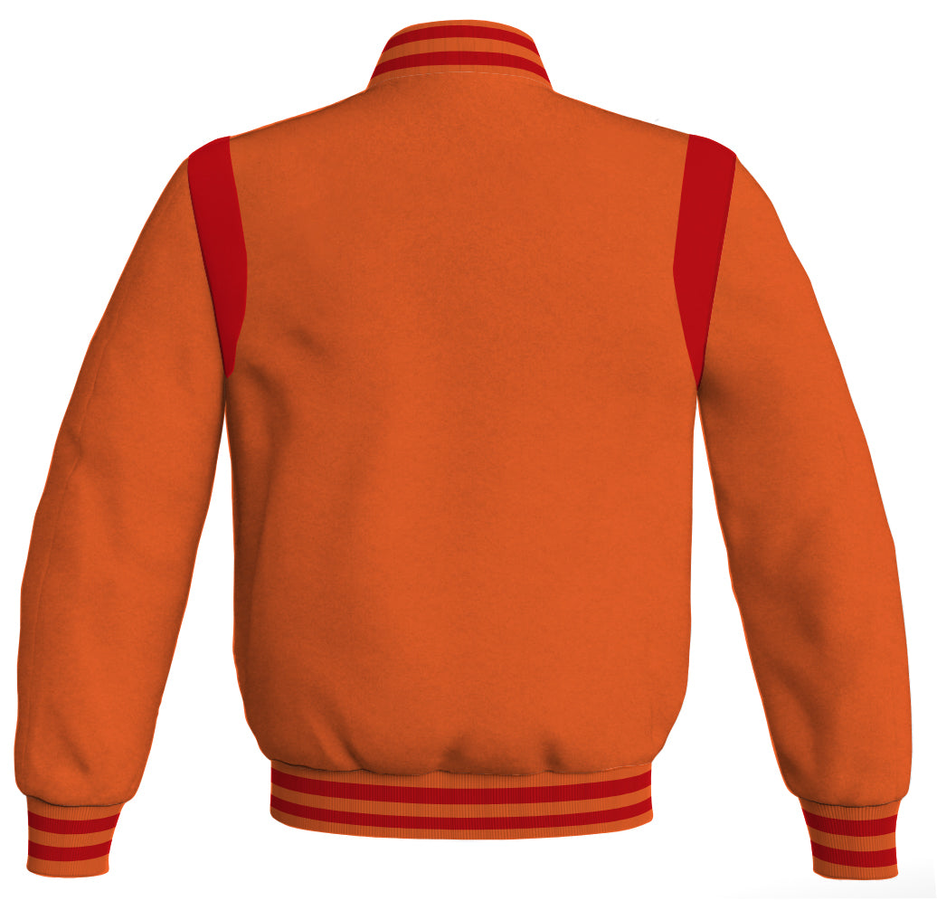 Letterman Baseball Bomber Retro Jacket Orange Body Red Leather Inserts