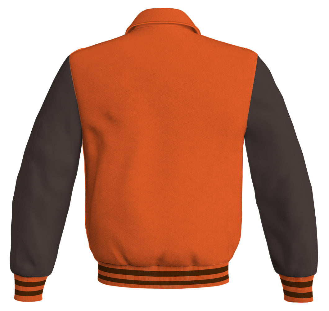 Luxury Bomber Classic Jacket Orange Body and Brown Leather 