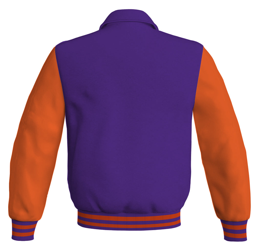 Luxury Bomber Classic Jacket Purple Body and Orange Leather 