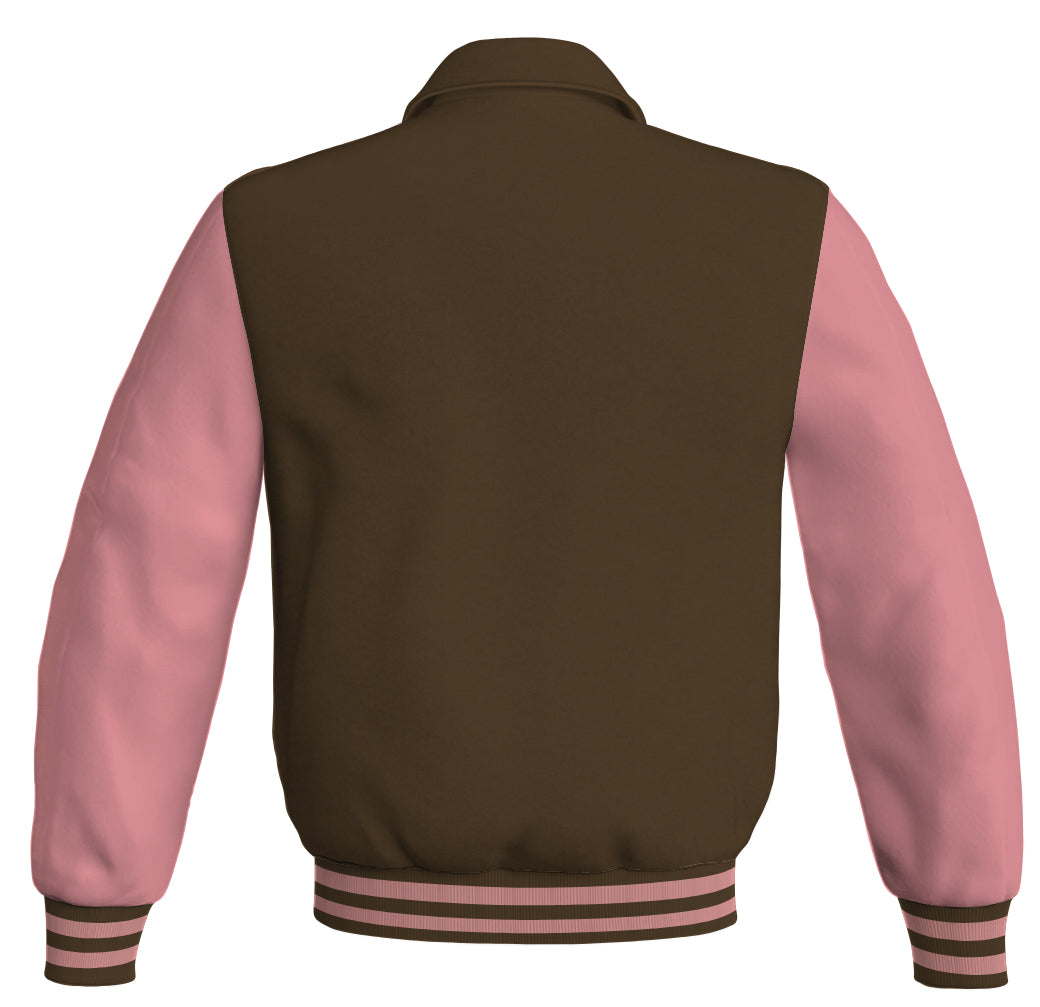 Bomber Classic Jacket Brown Body and Pink Leather Sleeves