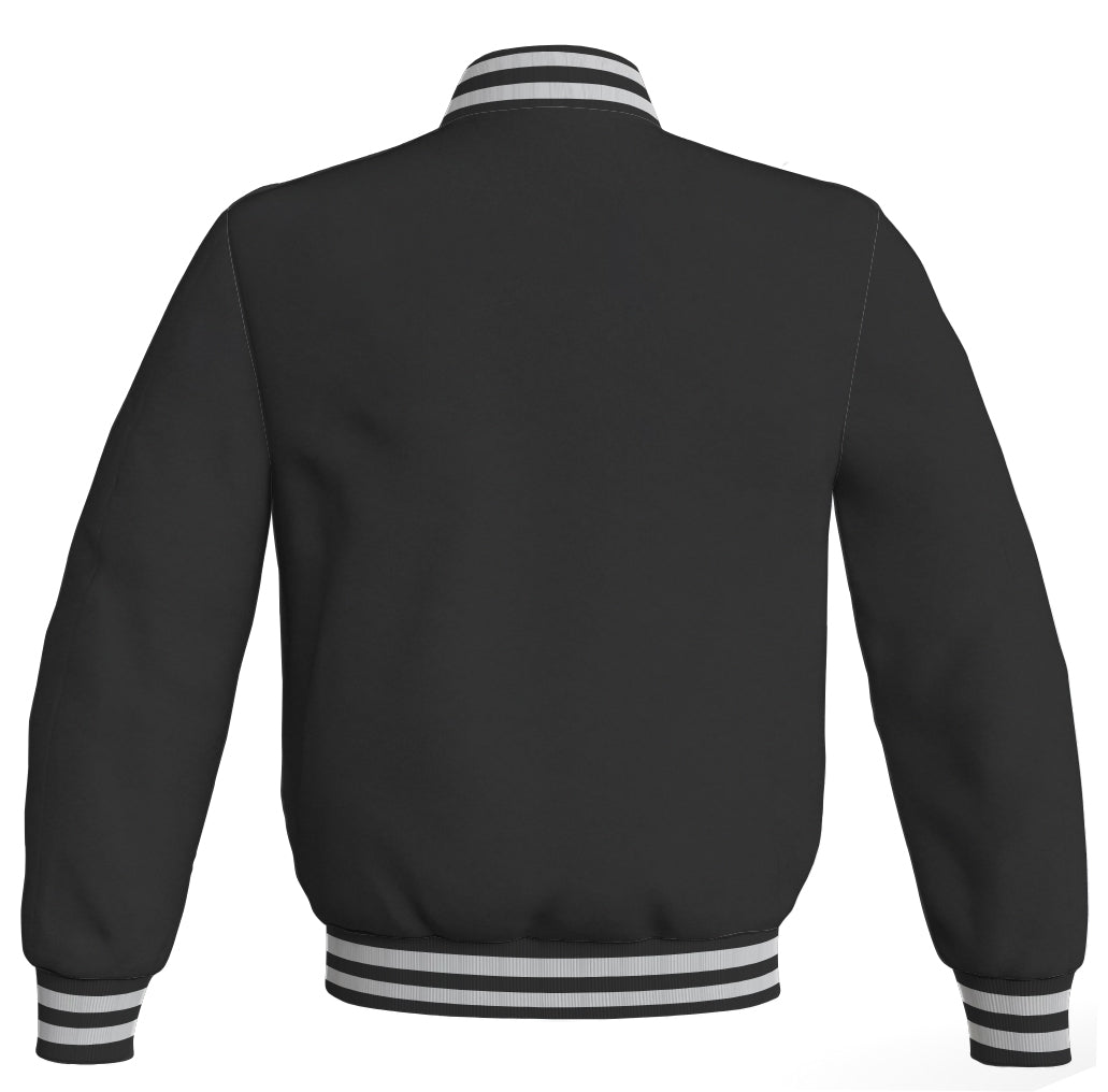 Varsity Jacket Black Body Sleeves Wool Fleece Letterman Jacket