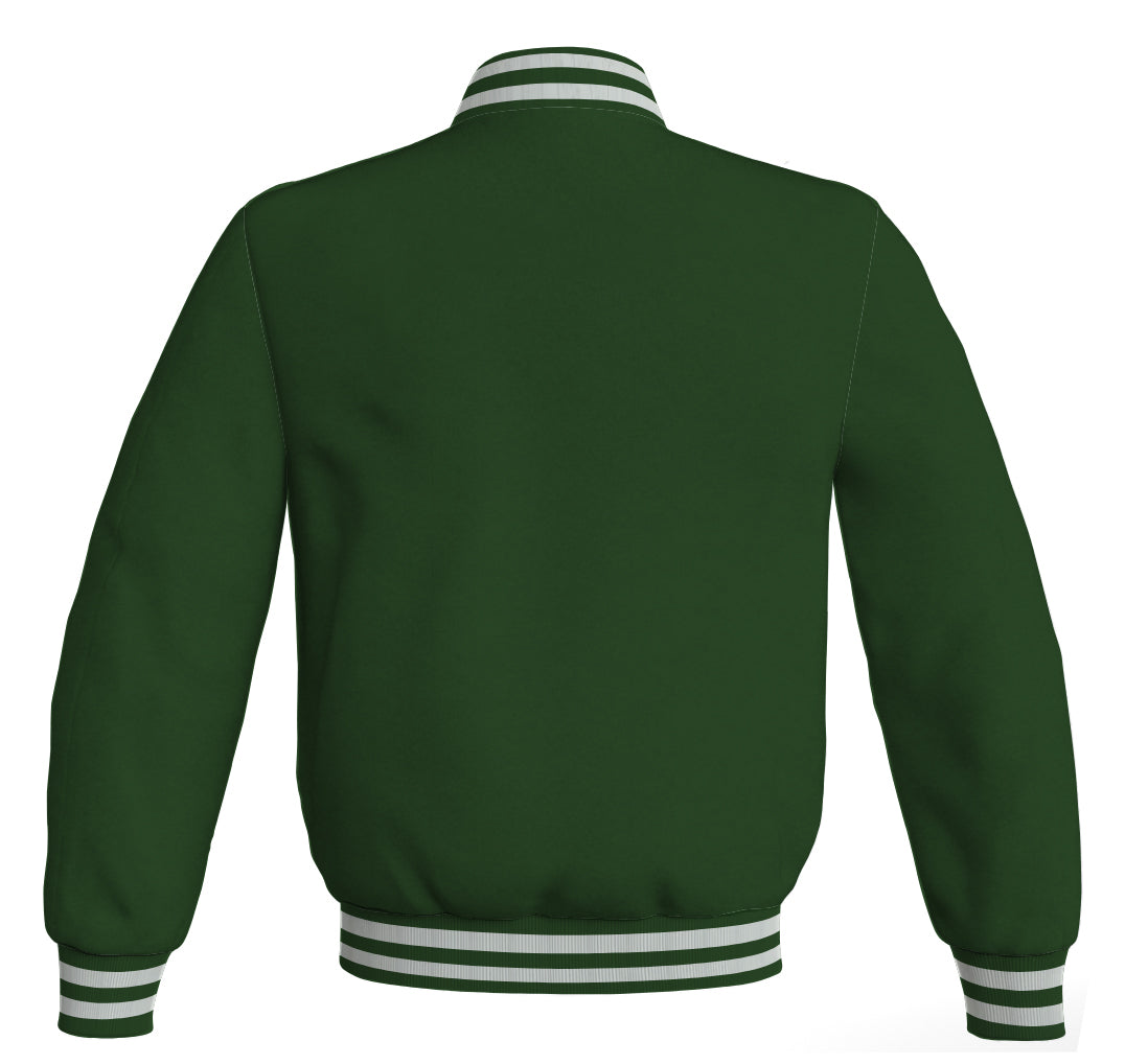 Letterman Jacket Forest Green Body Sleeves Wool Fleece Mens Jacket Varsity