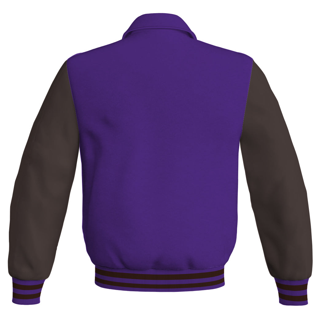 Luxury Bomber Classic Jacket Purple Body and Brown Leather 