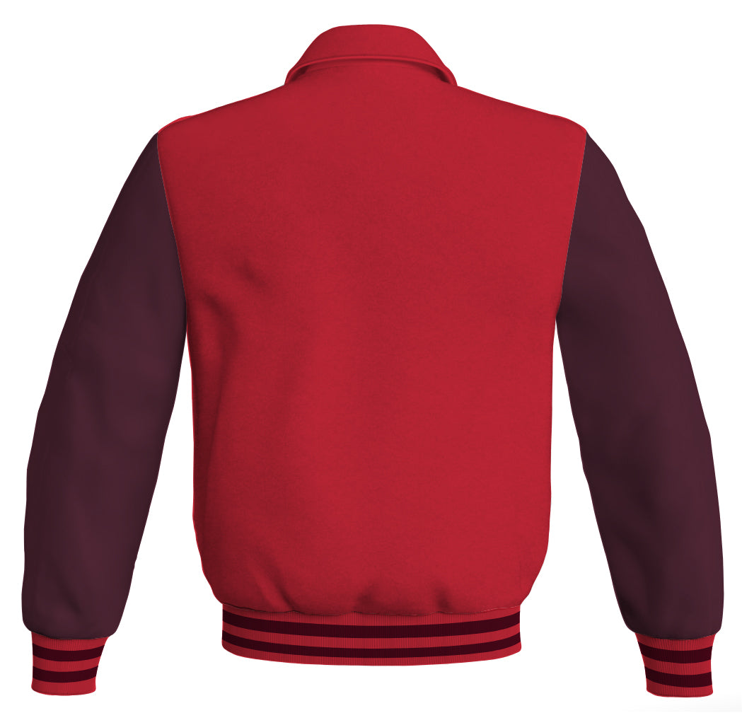 Luxury Bomber Classic Jacket Red Body and Maroon Leather 