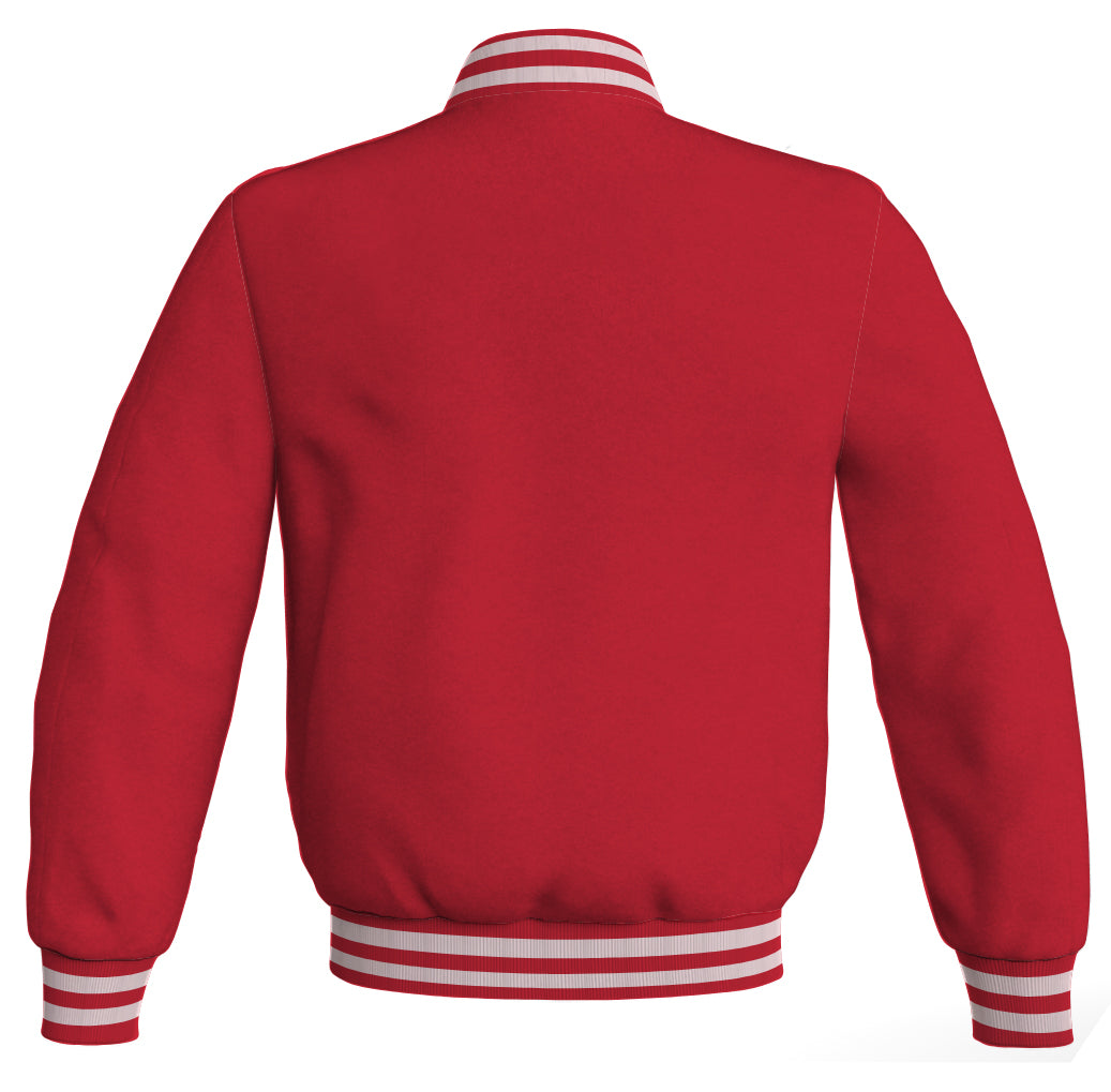 Team Varsity Jackets Bomber Red Body Sleeves Wool Fleece Custom Made Letterman Jackets