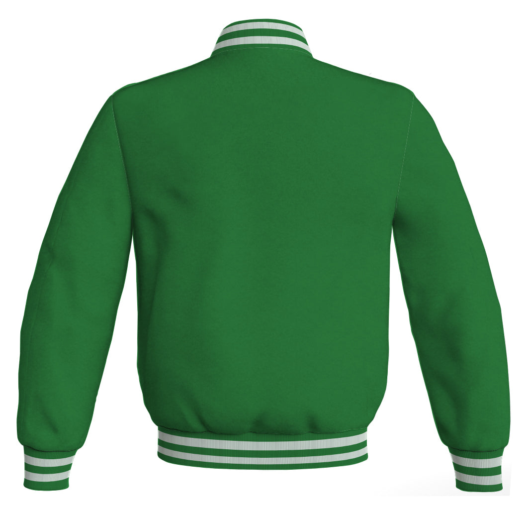 Mens Jacket Varsity Baseball Letterman Green Body Sleeves Wool Fleece Letterman Jacket