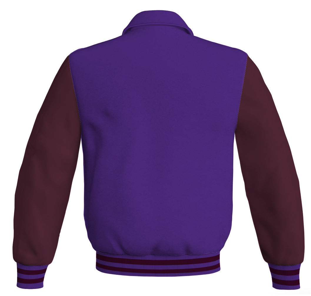 Luxury Bomber Classic Jacket Purple Body and Maroon Leather 