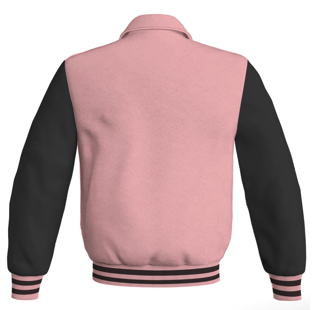 Luxury Bomber Classic Jacket Pink Body and Black Leather 