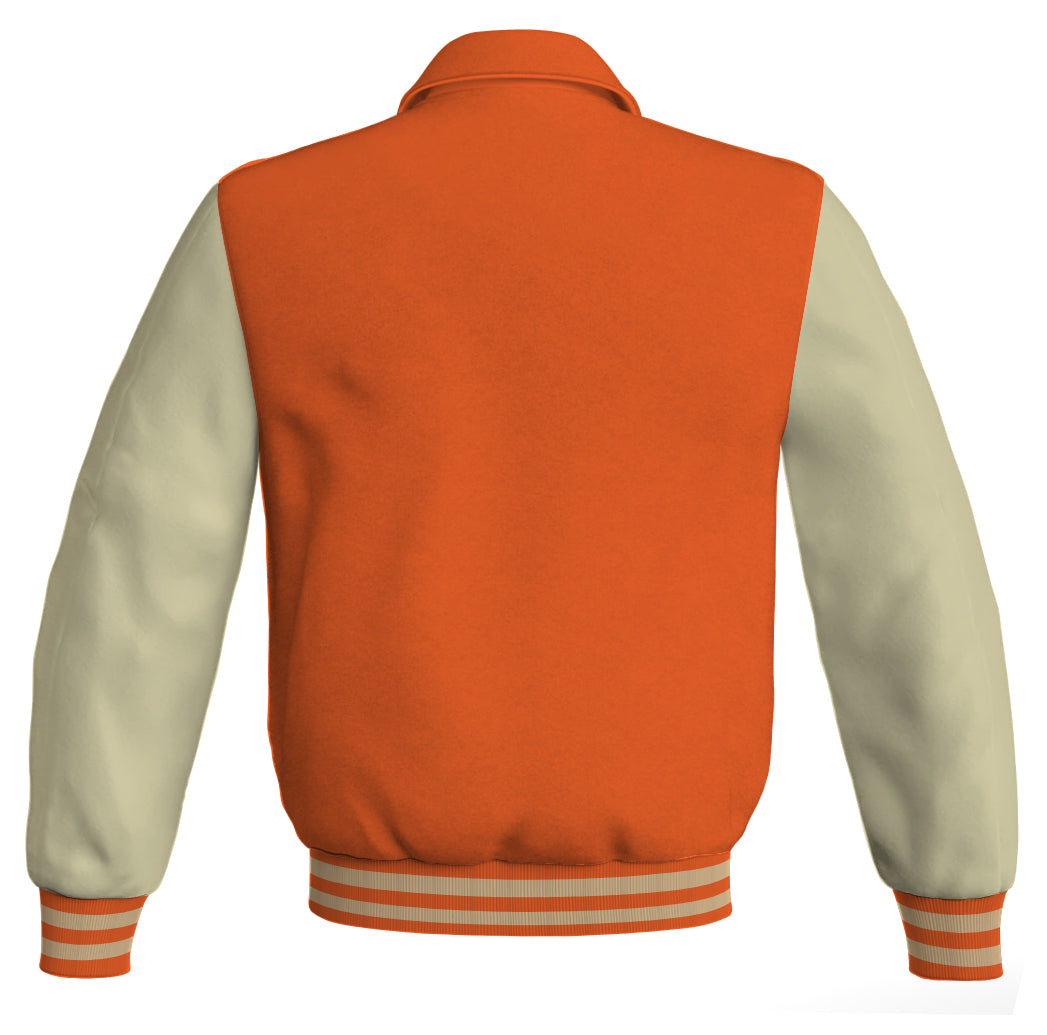 Luxury Bomber Classic Jacket Orange Body and Cream Leather 